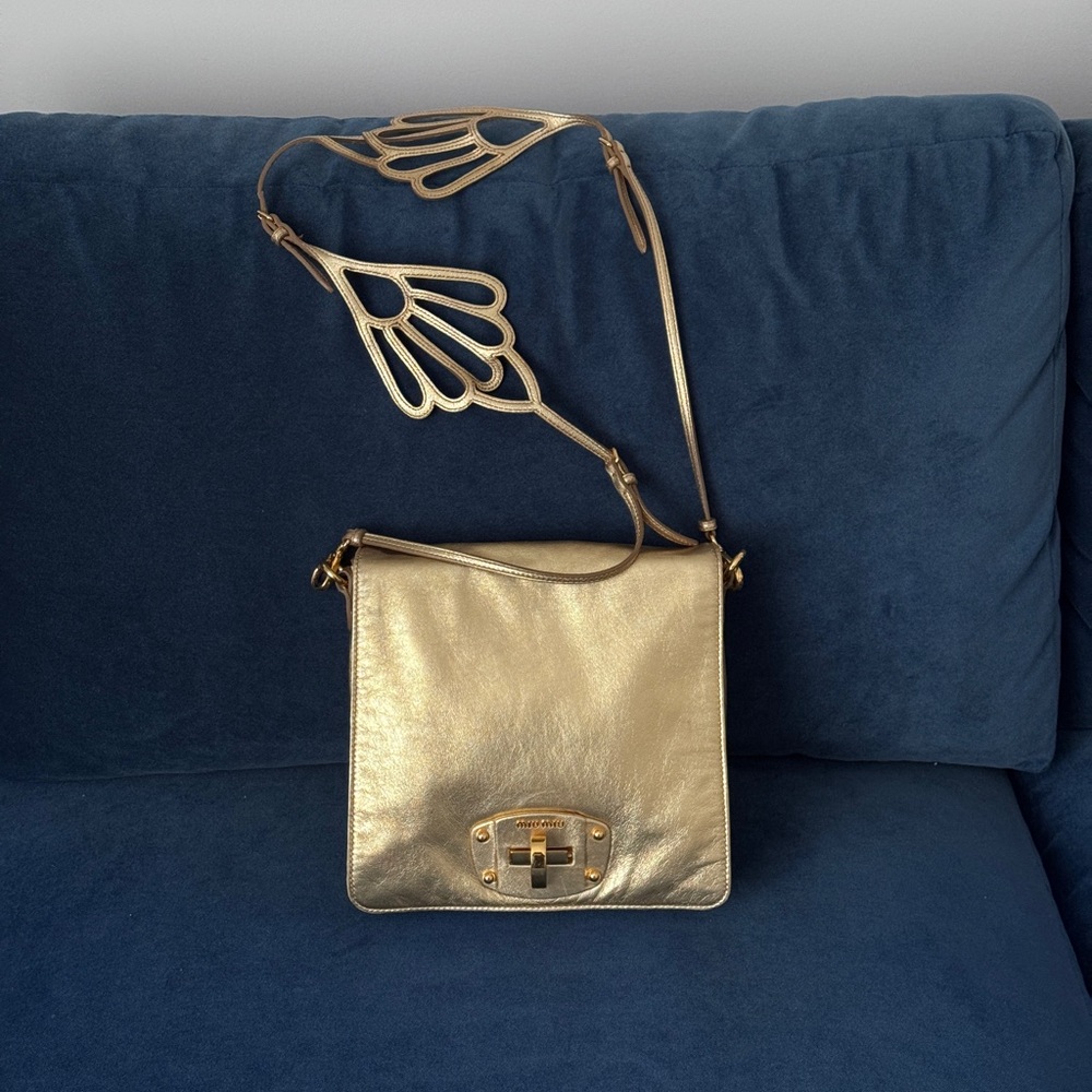 Miu Miu archive‎ vintage Metallic gold  leather crossbody Bag